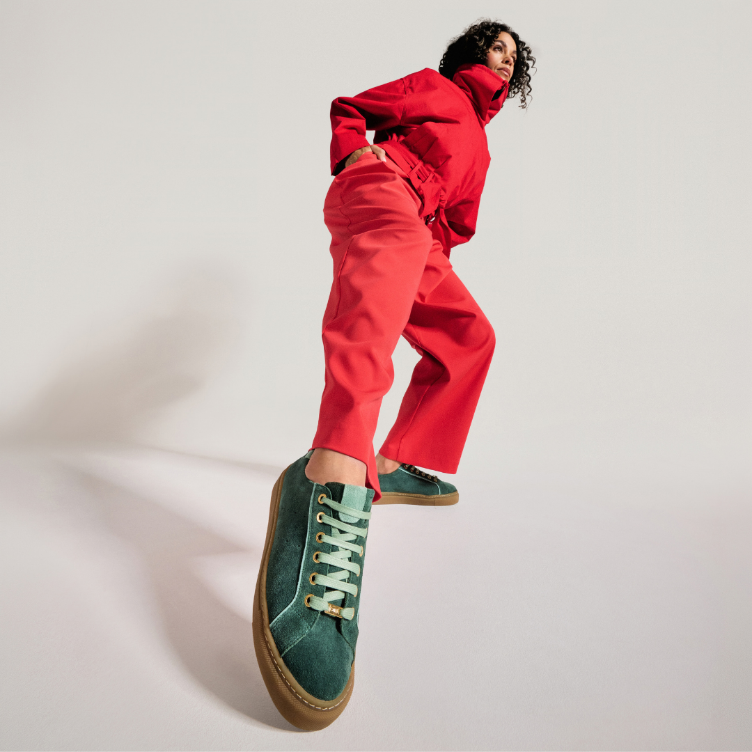 Star - Teal Suede Wide Fit Sneakers