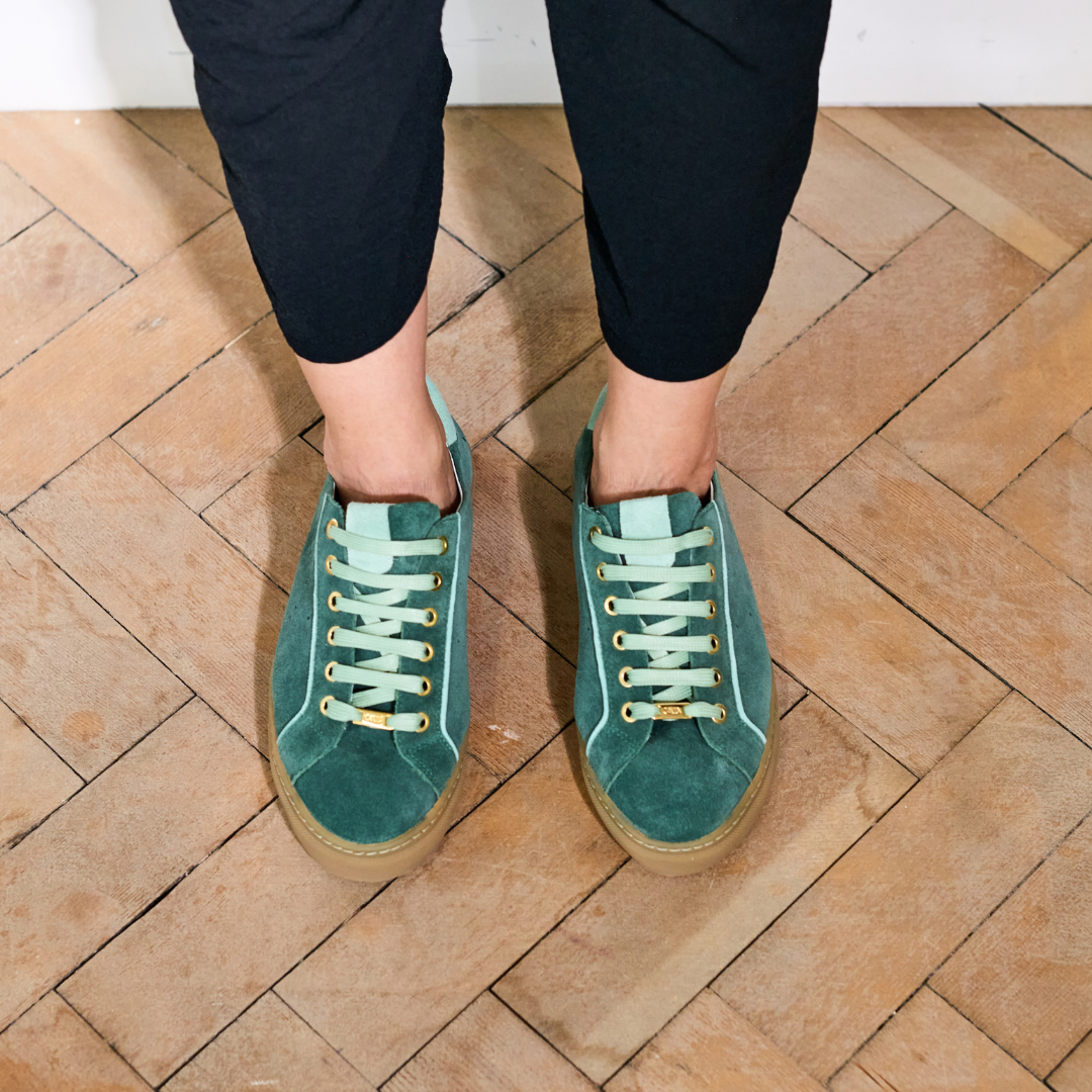 Star - Teal Suede Wide Fit Sneakers