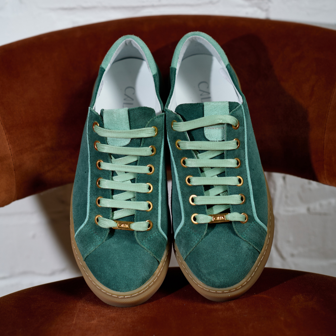 Star - Teal Suede Wide Fit Sneakers