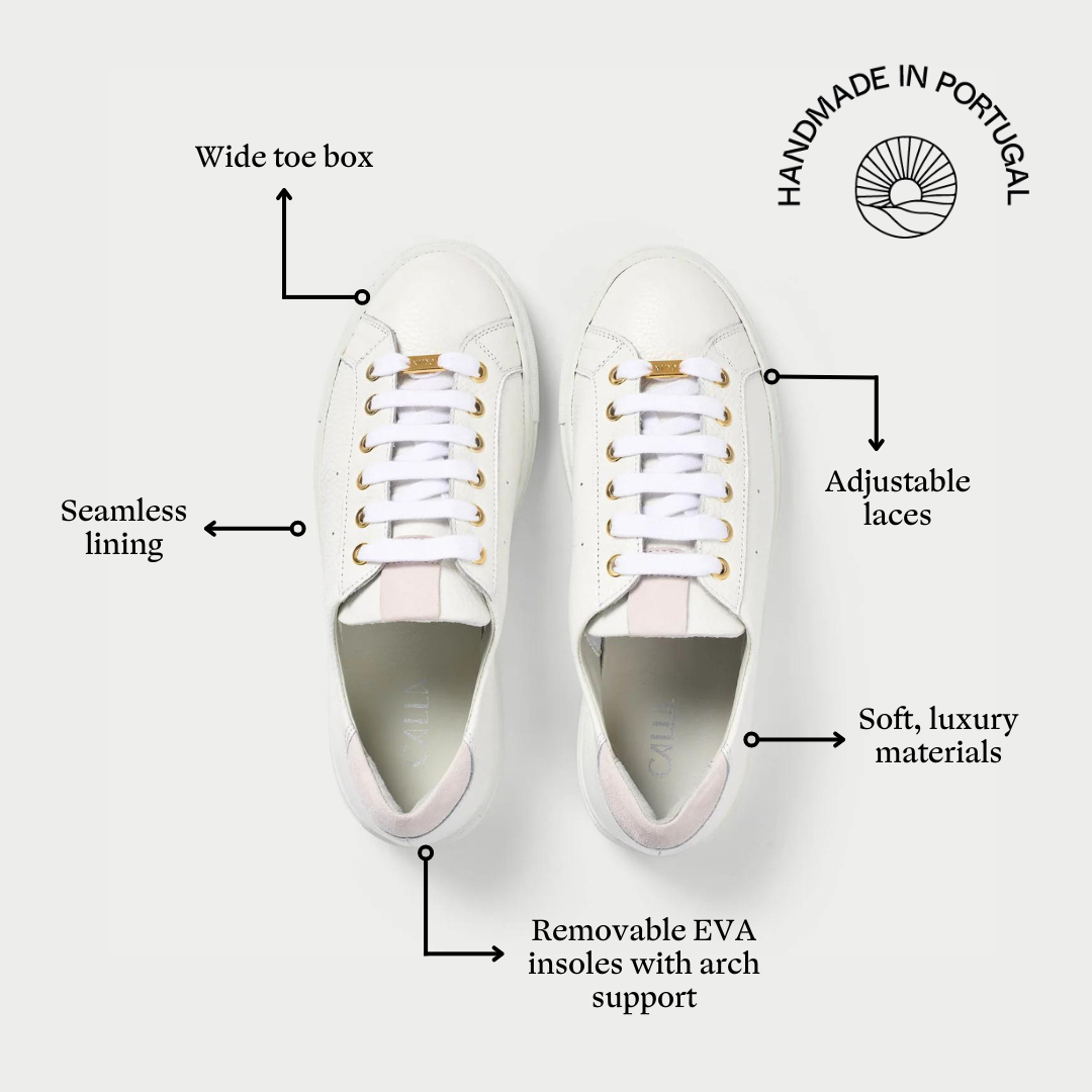 Star - White Grain Leather Wide Fit Sneakers (image 5)