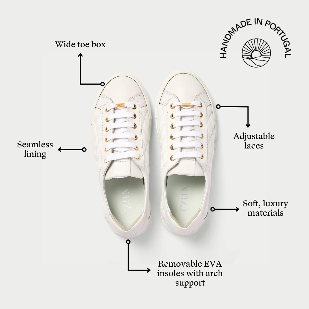 Star white quilted sneakers features