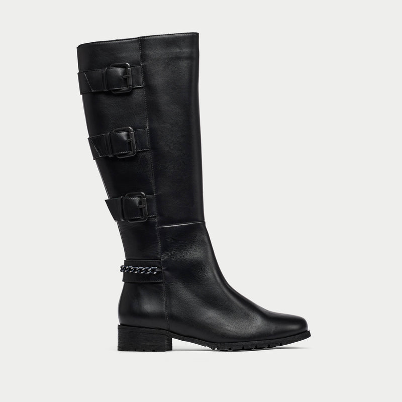 Sylvia - Black Leather Boots