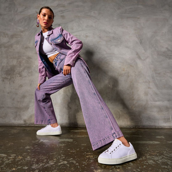 Luna white vegan wide fit sneakers side view