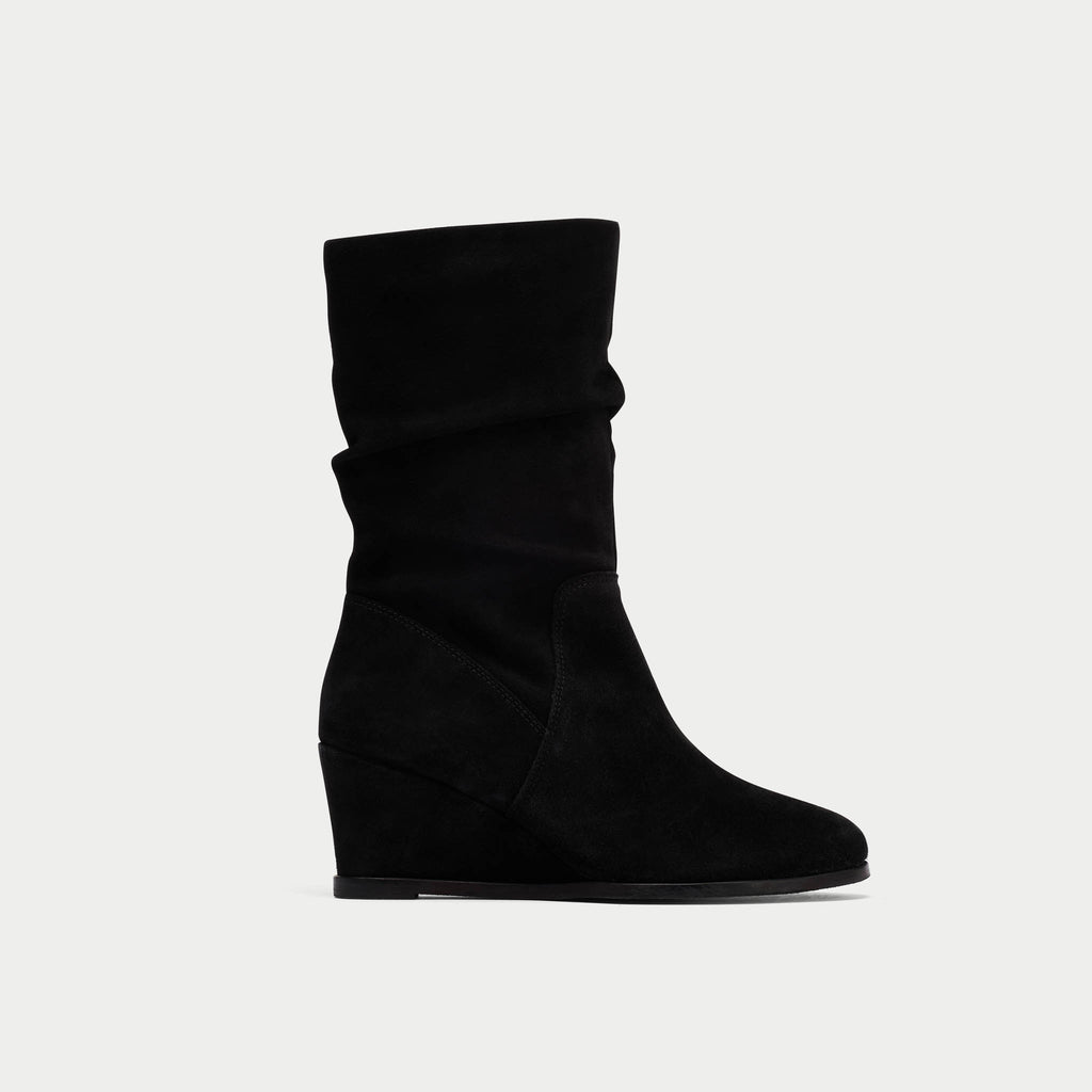 Tall black clearance suede wedge boots