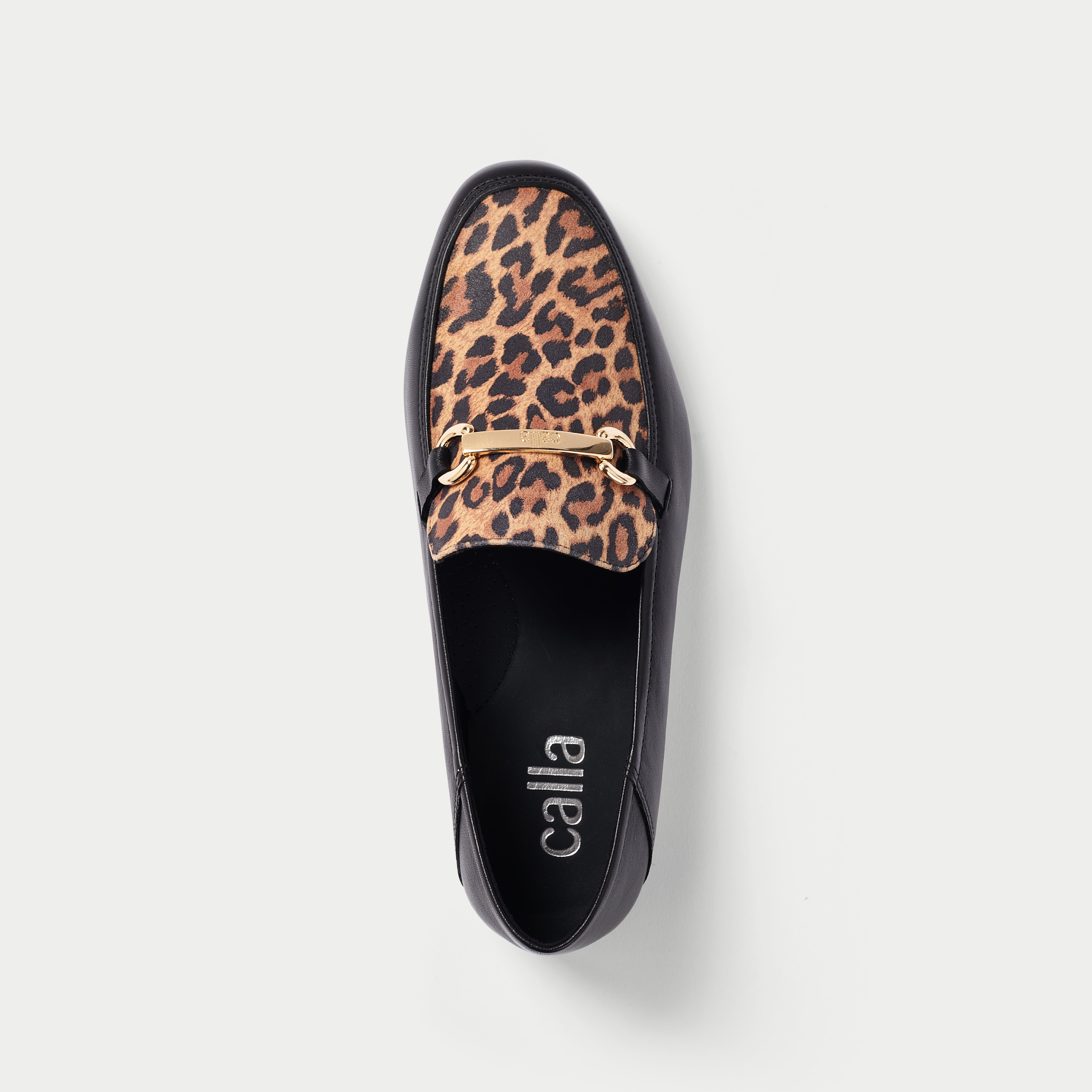 Beatrice - Black Leather & Leopard Mix Loafers