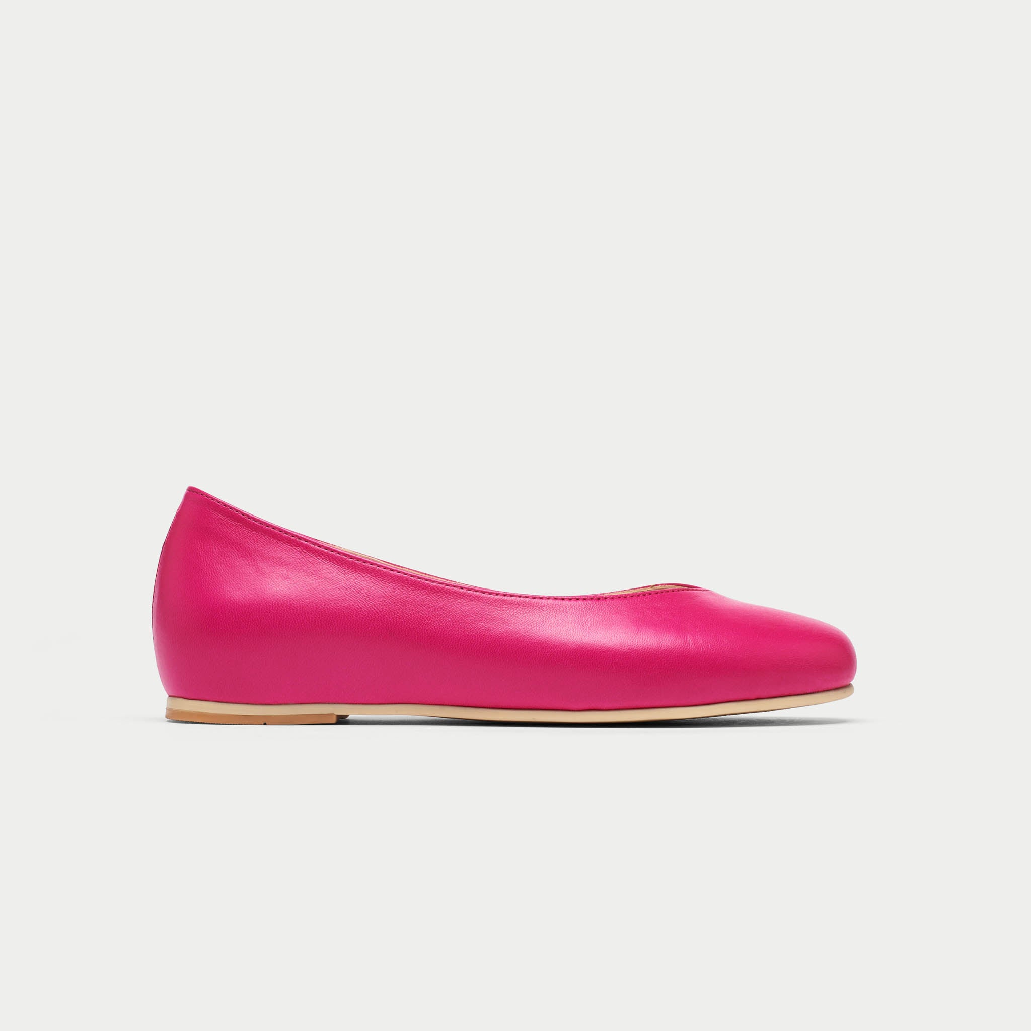 Charlotte - Raspberry Leather Ballerinas