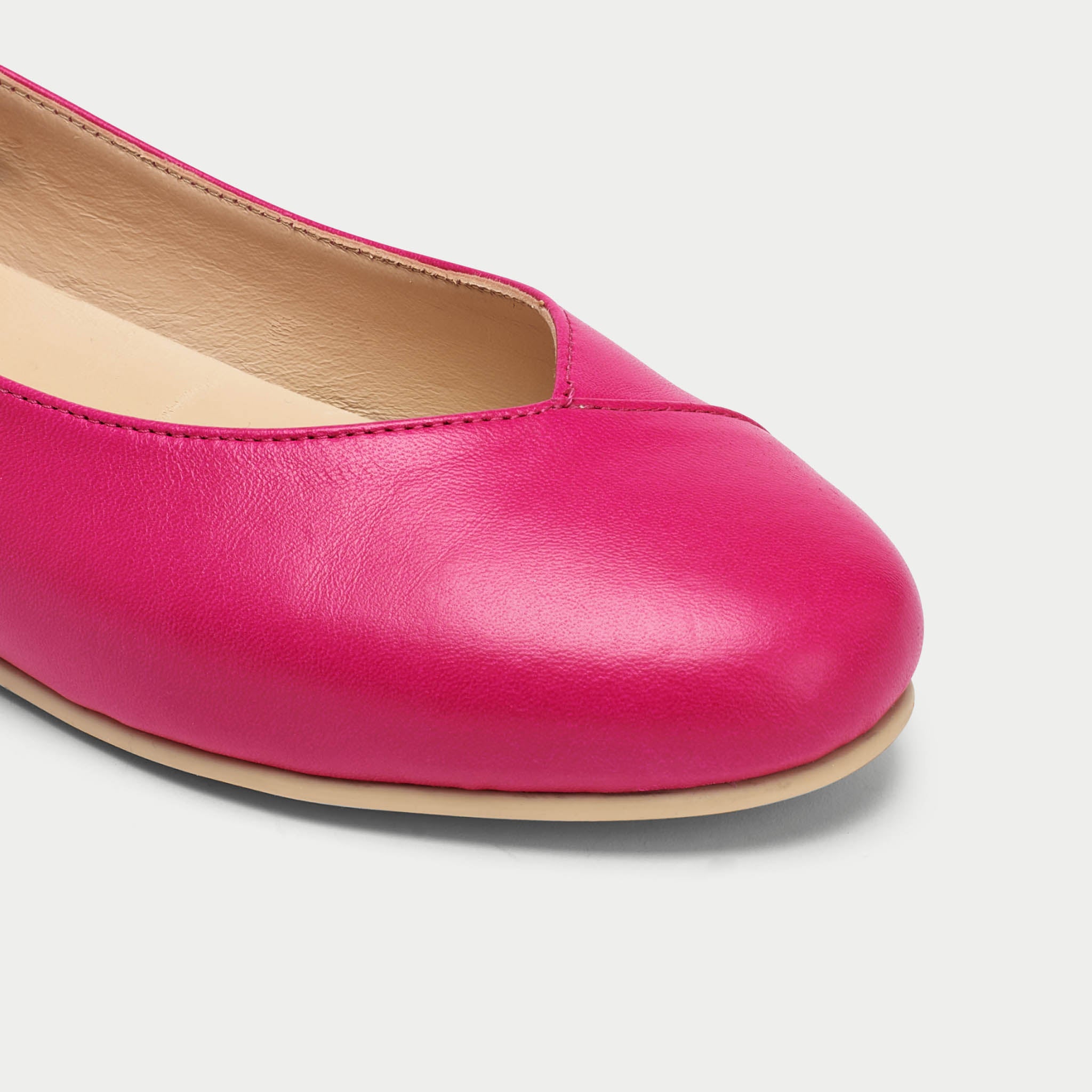 Charlotte - Raspberry Leather Ballerinas