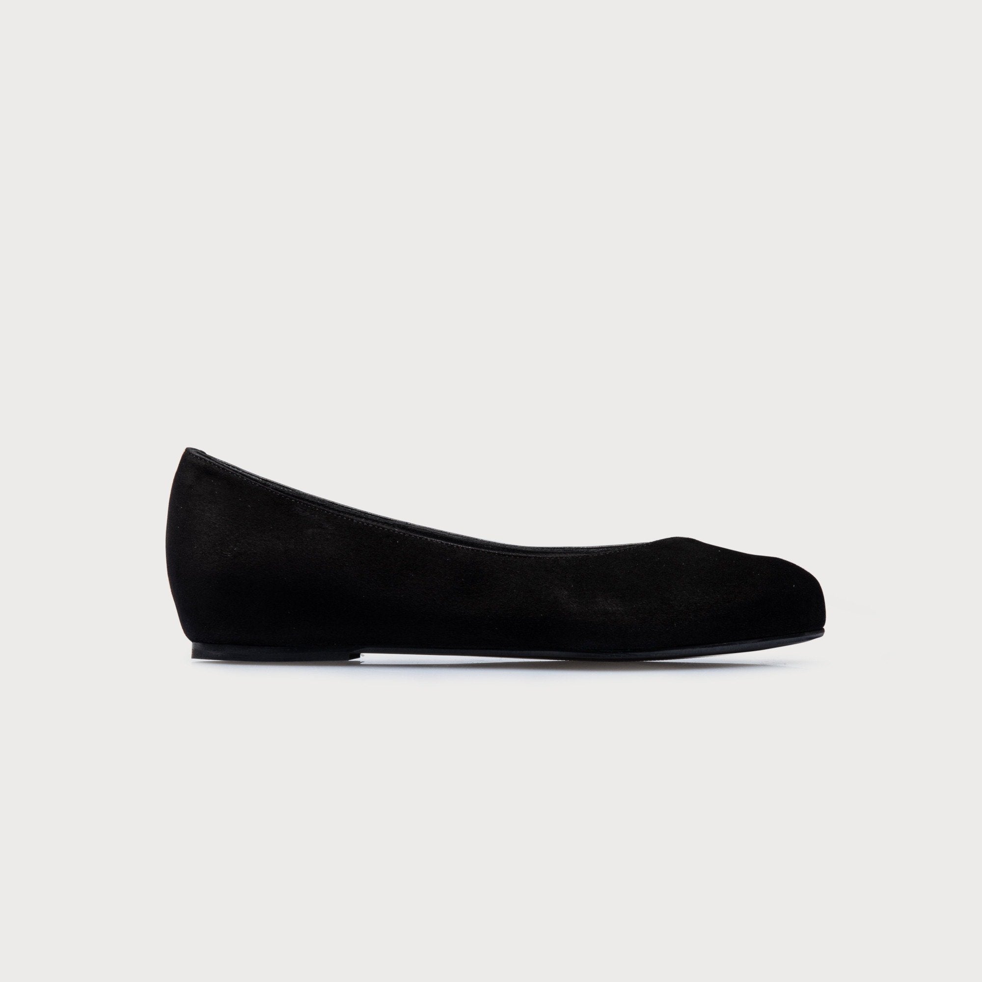 Charlotte Wide Fit - Black Leather & Suede Ballerinas