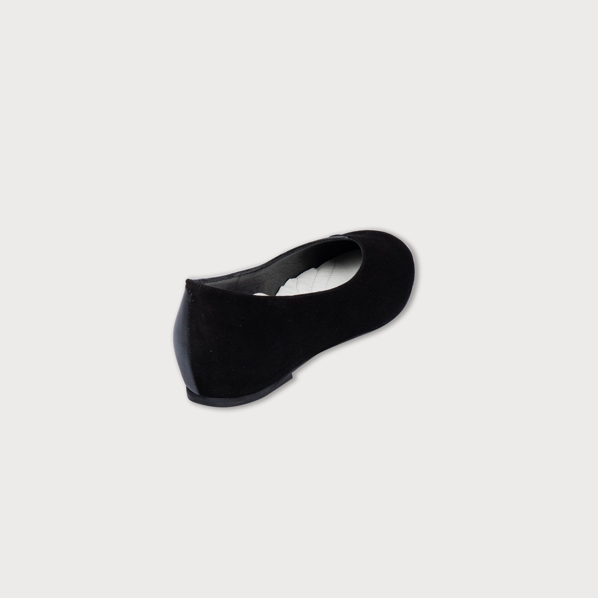Charlotte Wide Fit - Black Leather & Suede Ballerinas