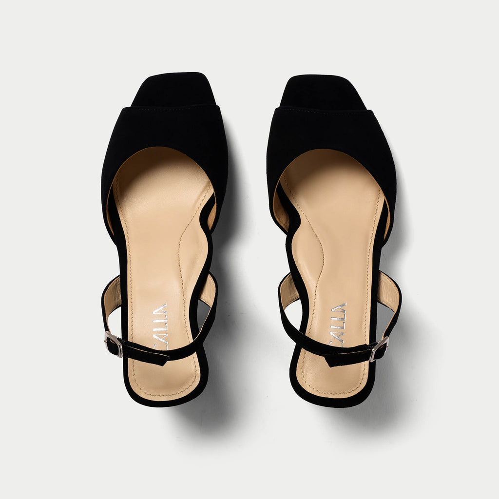 Calla Shoes | Felicity | Black Suede block heel