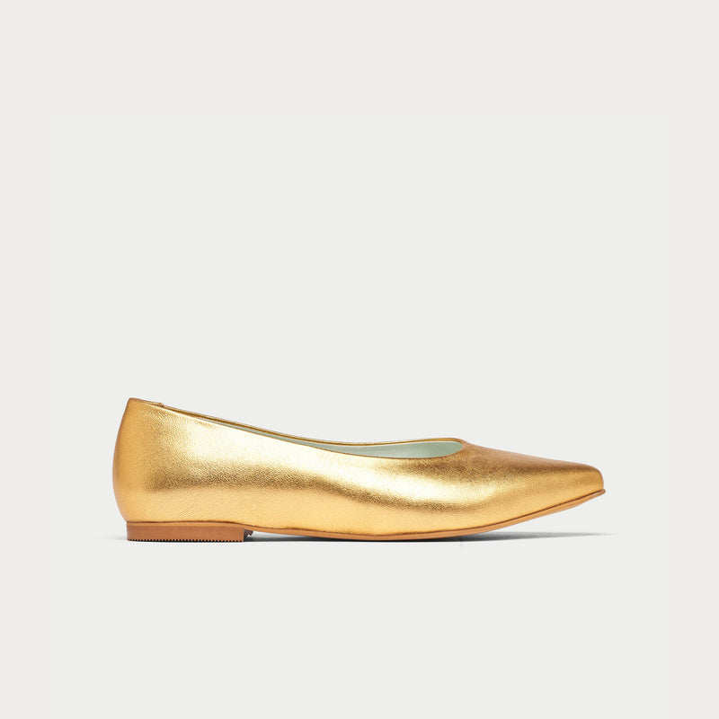 Gold flat shoes women's Clearance