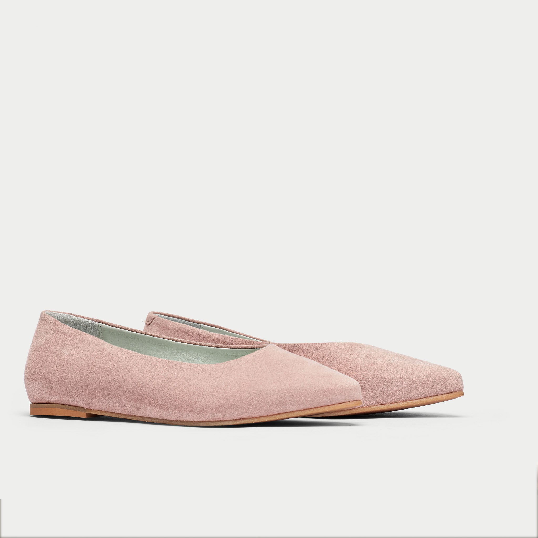 Isabella - Neutral Pink Suede Ballerinas
