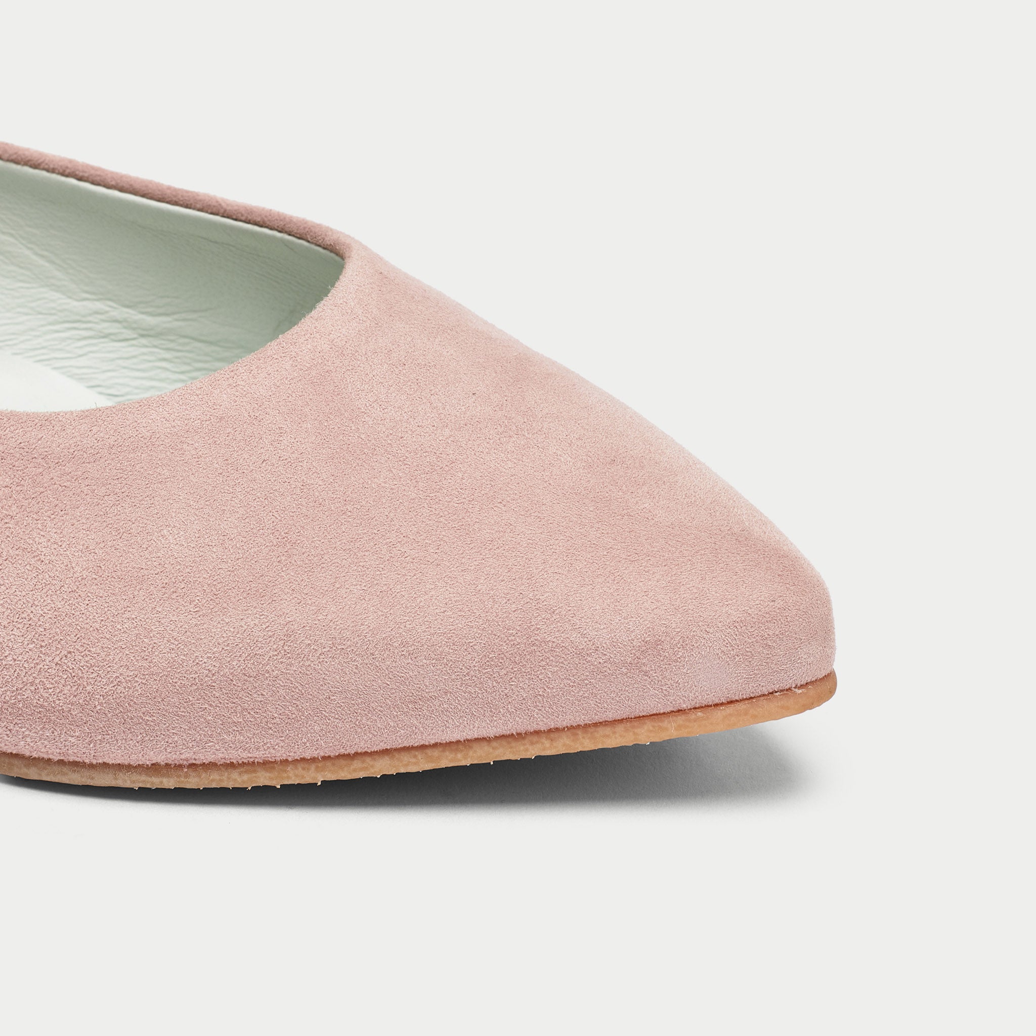Isabella - Neutral Pink Suede Ballerinas