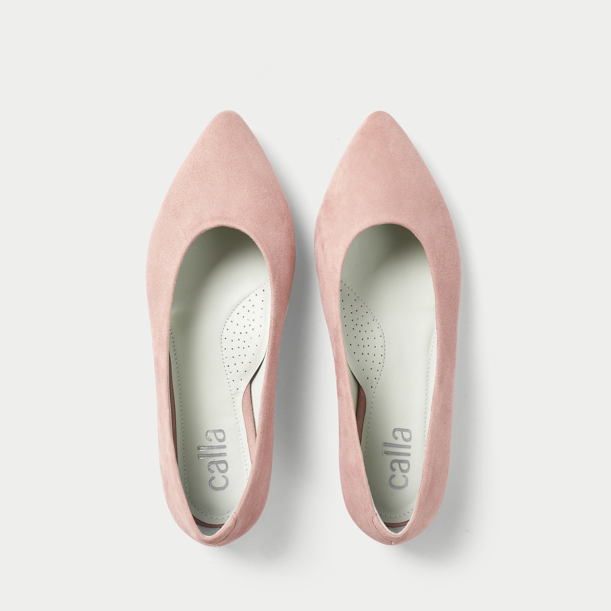 Isabella - Neutral Pink Suede Ballerinas