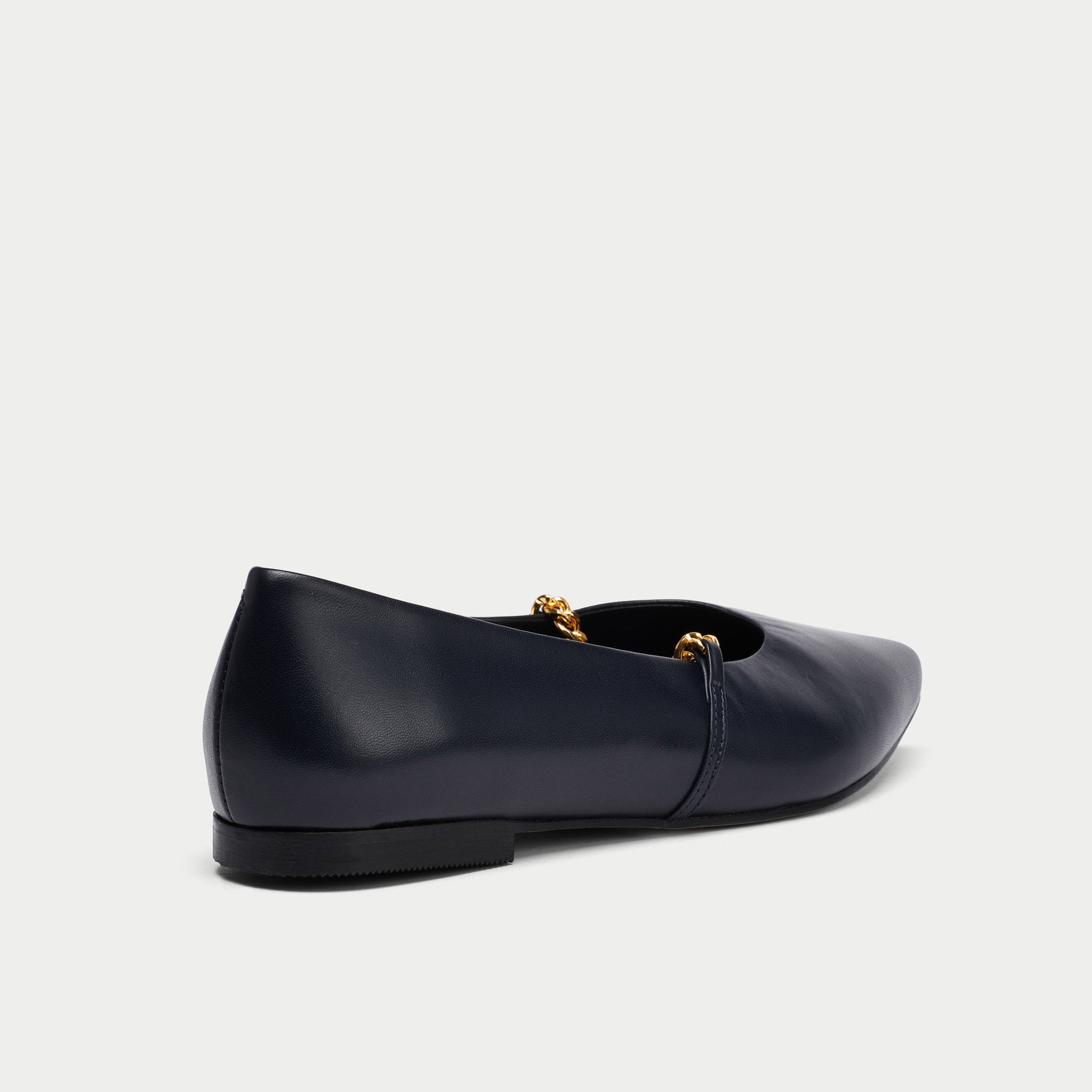 Isabella II navy leather flat for bunions back view