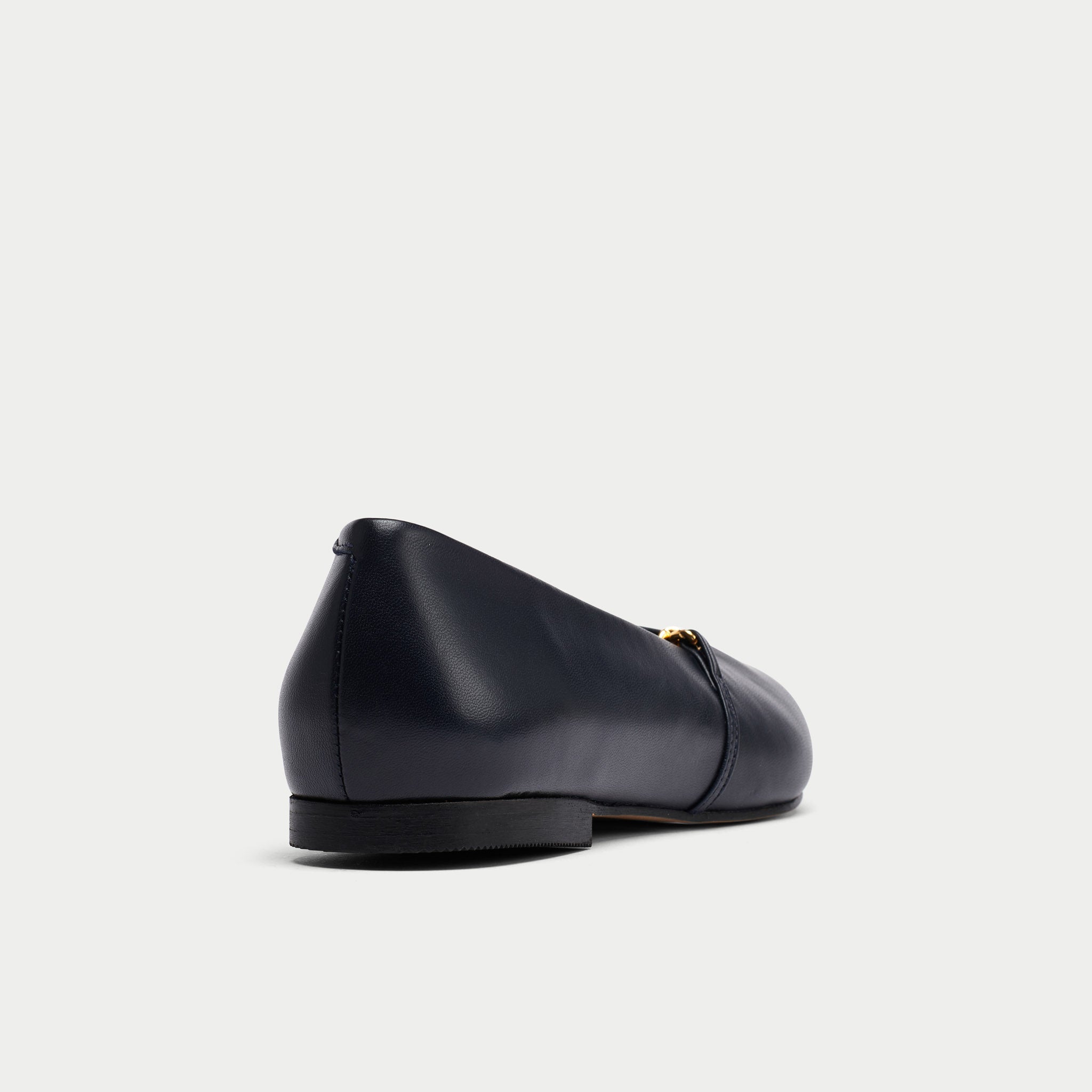Isabella II navy leather flat for bunions back view