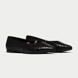 Isabella II - Black Croc Leather