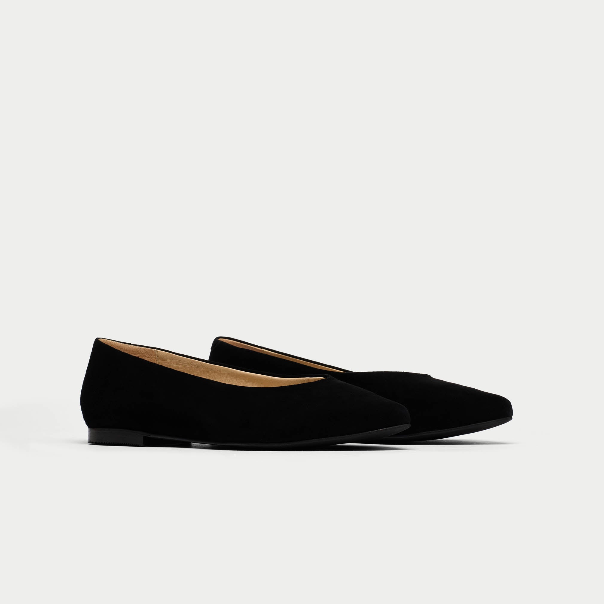 Isabella - Black Suede Ballerinas