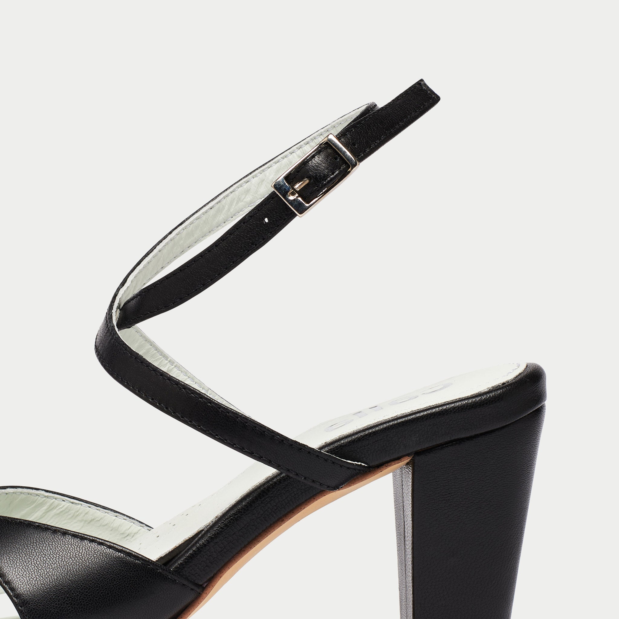 Karen - Black Leather Block Heels