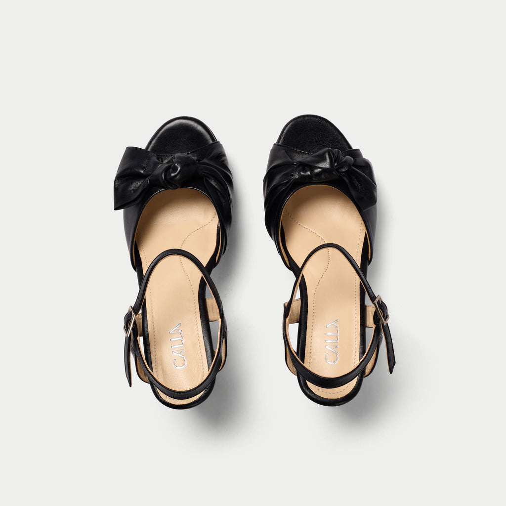 Calla Shoes | Lizzie | Black leather high heel sandal