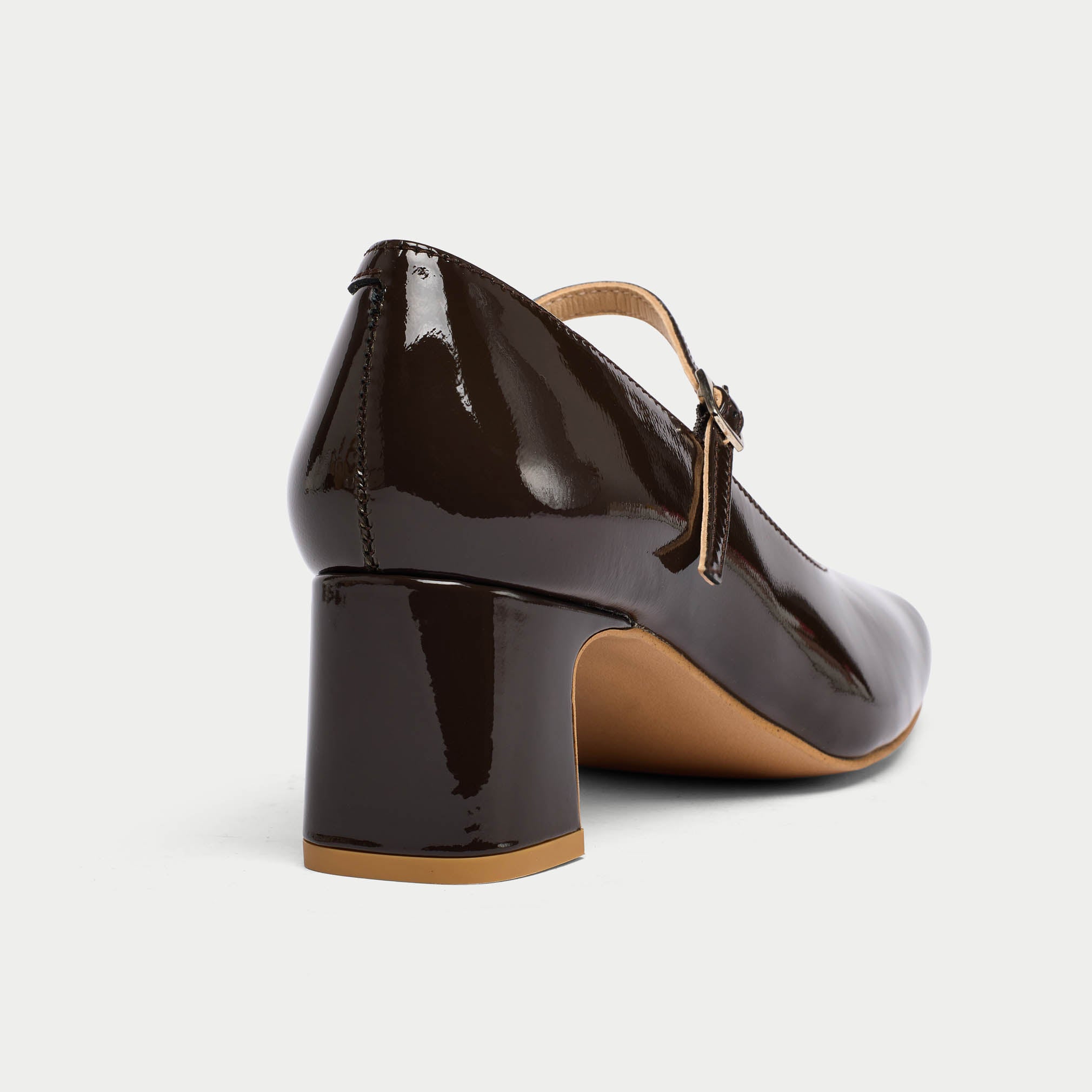 Mary Jane - Black Coffee Patent Leather Pumps