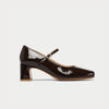 Mary Jane - Black Coffee Patent Leather Pumps