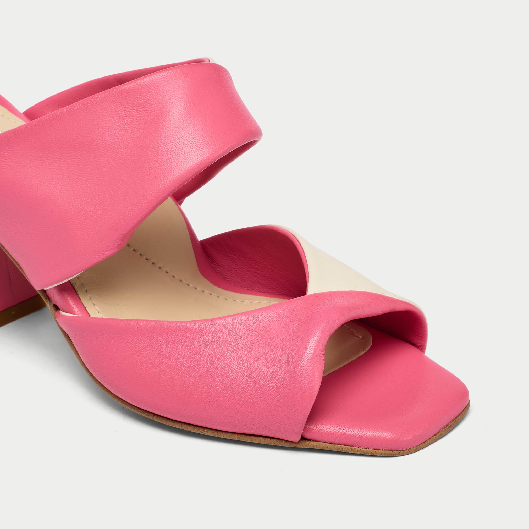 Mia - Pink Mix Leather Mules