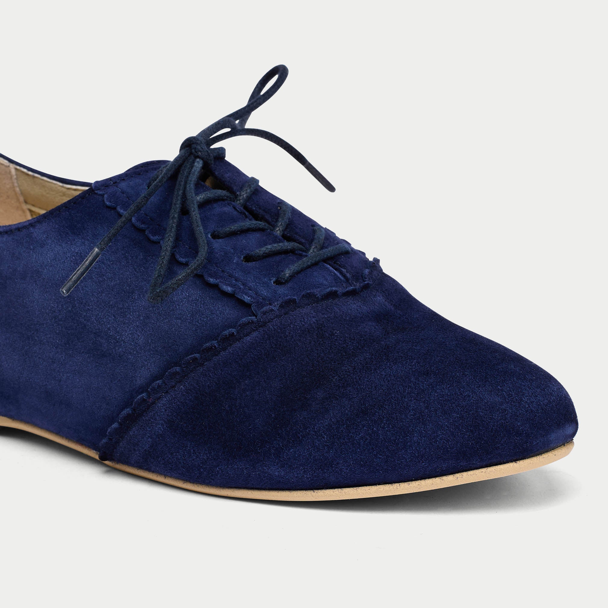 Calla Aster Navy suede flat brogue shoes