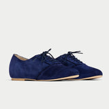 pair of navy suede brogues for bunions