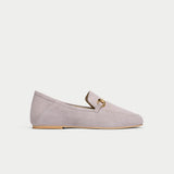 grey violet suede loafers for bunions side view