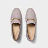 grey violet suede loafers for bunions top view