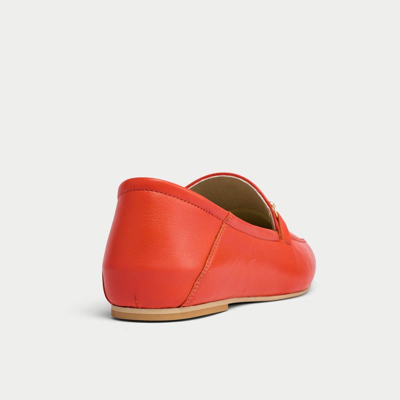 red ocre leather loafers for bunions back view