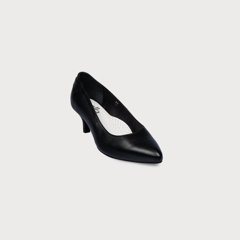 black leather kitten heel bunions comfortable stylish wide feet