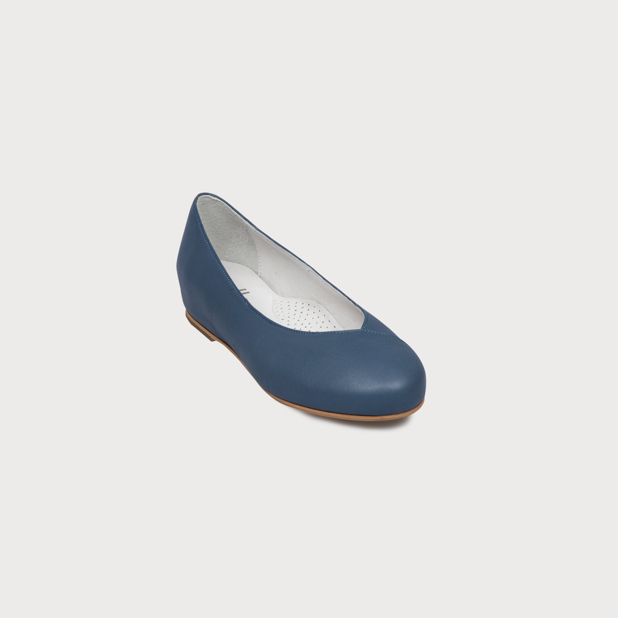 Charlotte Wide Fit - Blue Leather Ballerinas