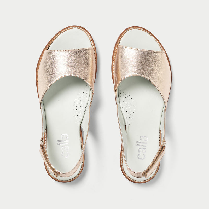 champagne laura sandal for problem feet  top view