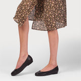 charlotte black leather flat shoe