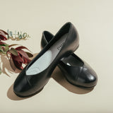 black leather flat shoes for bunions