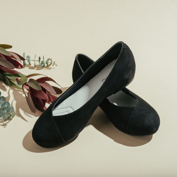 black suede flats for bunions