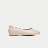 latte leather wide fit flats side view
