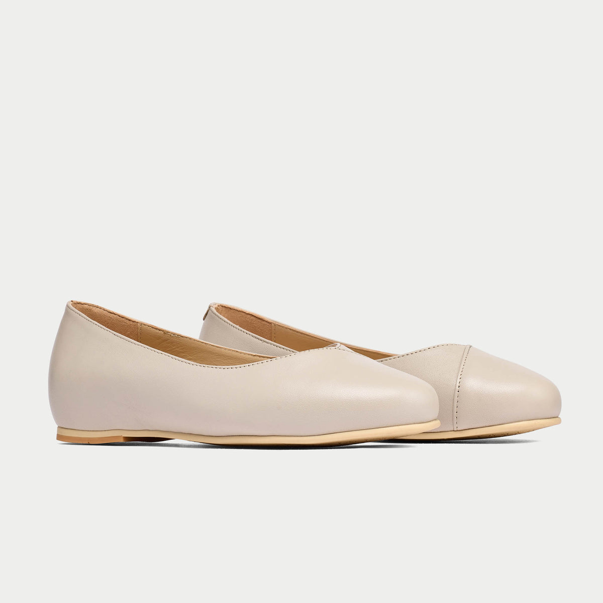 Charlotte Wide Fit - Latte Leather Ballerinas (image 2)