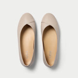 pair of latte leather wide fit ballet flats top view