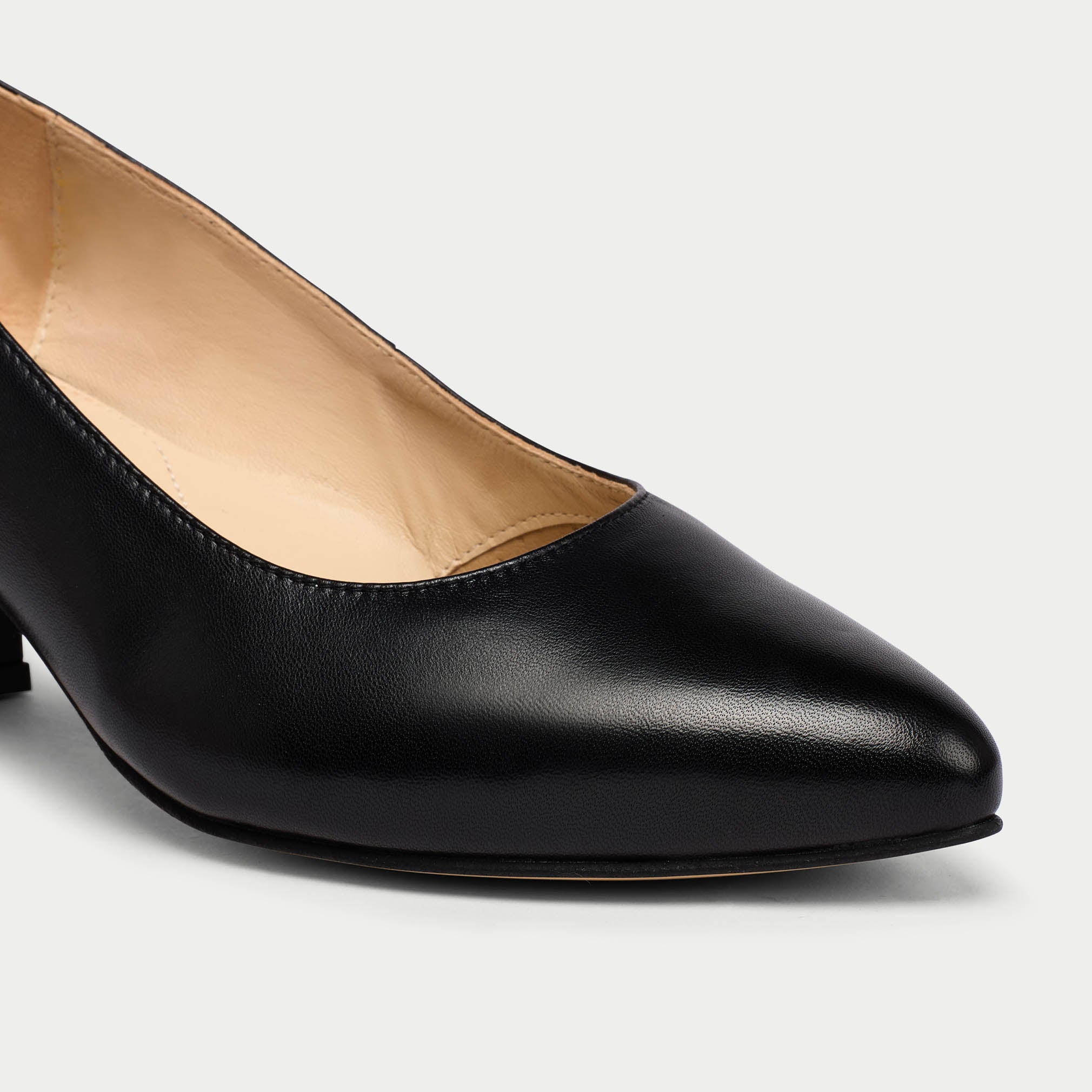 Calla Shoes | Esme | Black leather wide fit heels