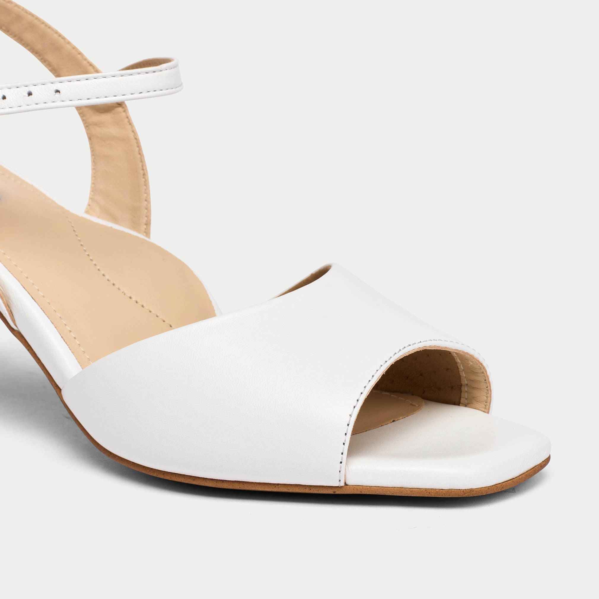 Calla Shoes | Glenda | White Leather high heel sandal for bunions and ...
