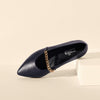 Isabella II navy leather flat for bunions