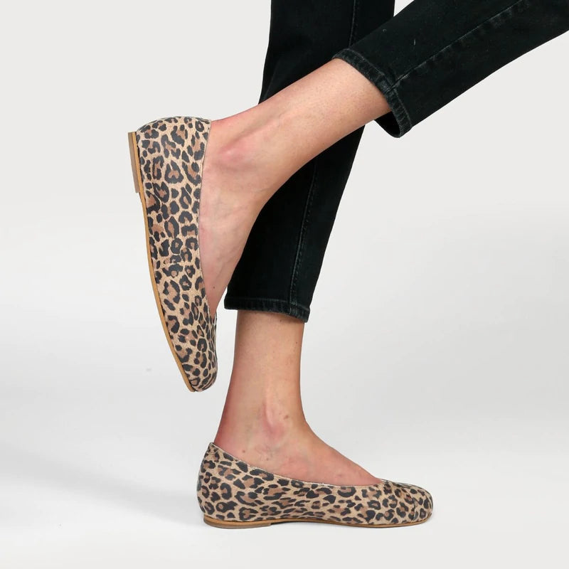 Charlotte - Leopard Suede Ballerinas