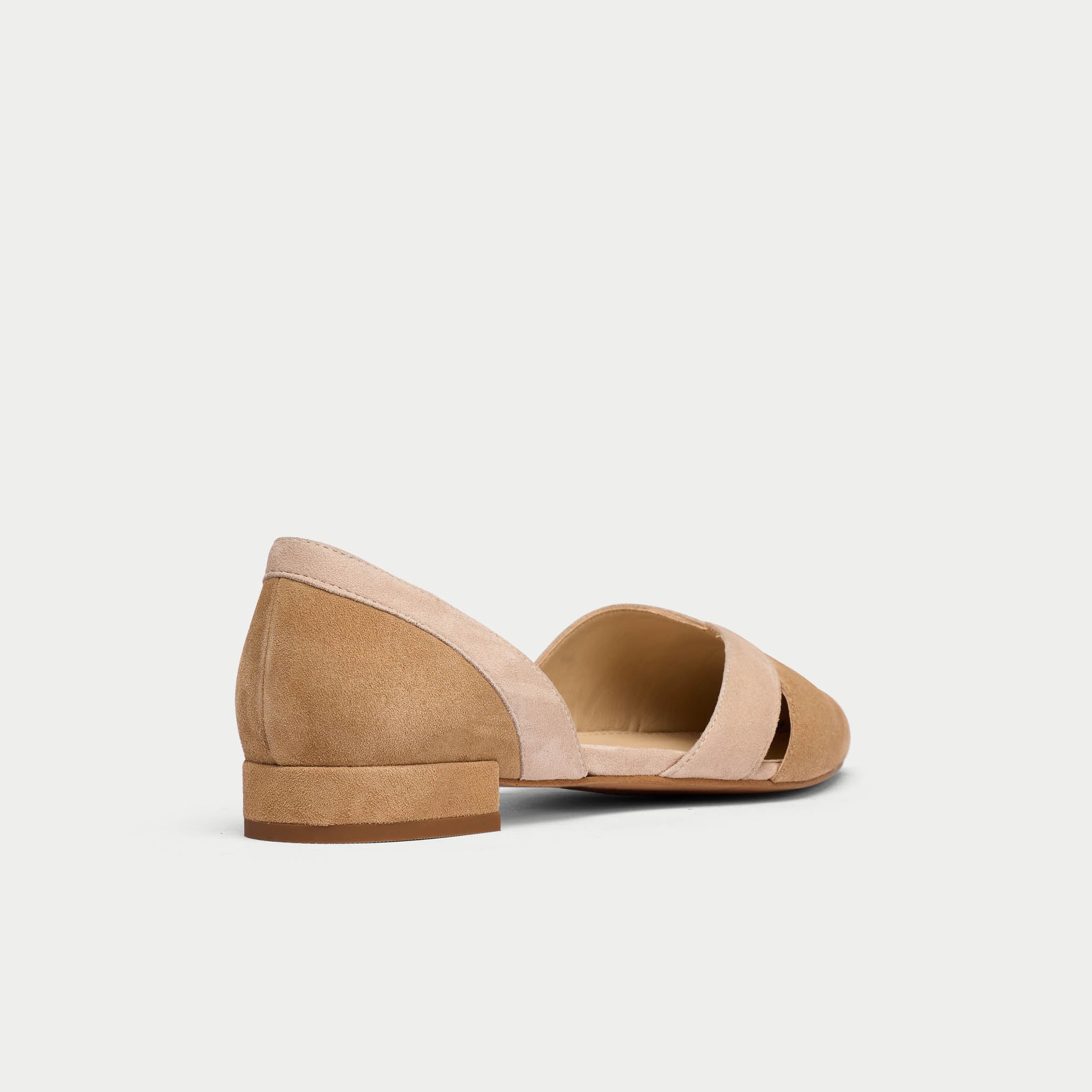 tan and nude suede comfortable flat shoe for bunions 