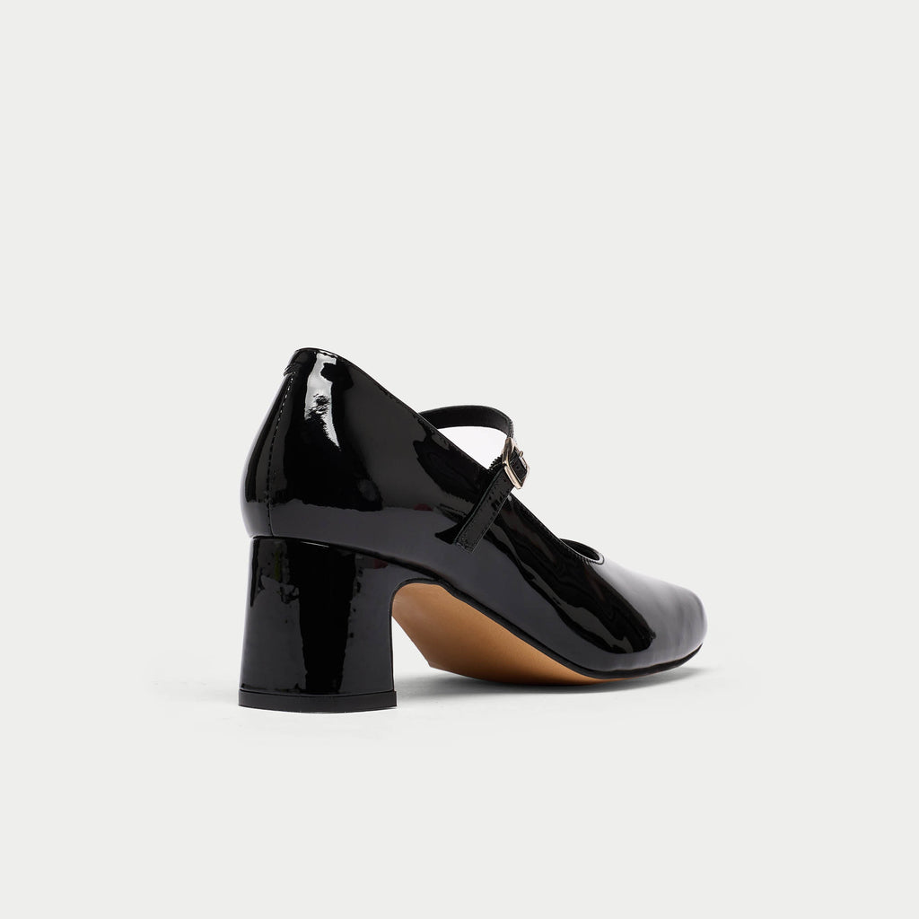Black & Cream Patent Leatherette Mary Jane Heels – Unique Vintage