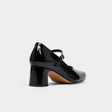 black patent leather heels for bunions back view