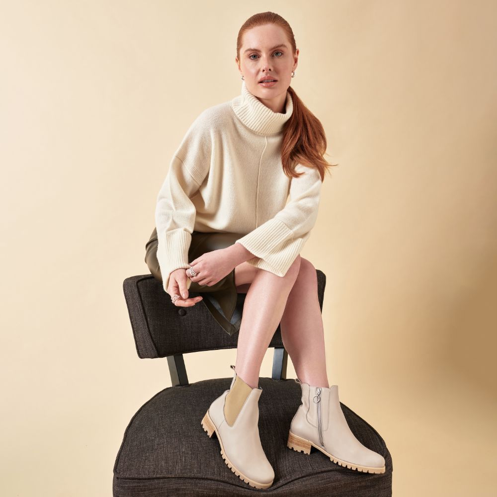 nude leather boots for bunions