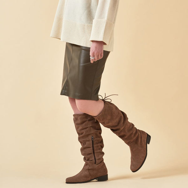 almond suede boots for bunions